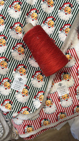 Green Santa Stripe Teddy Blanket | STOCK