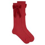 Knee Socks With Coquette Velvet Bow | Red Velvet