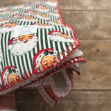 Green Santa Stripe Teddy Blanket | STOCK