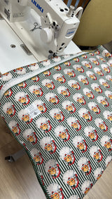 Green Santa Stripe Teddy Blanket | STOCK