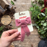 Coquette Hair Clip With Velvet Bow | Pale Pink