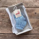 Perle Cotton Openwork Ankle Socks | Bluish