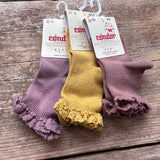 Short Socks with Lace Edging Cuff | Praline