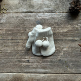 One-Finger Baby Mittens With Pompoms | Linen