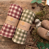 Burgundy Check Organic Double Gauze Swaddle | BRAND NEW