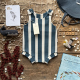 Navy Stripe Bloomer Romper