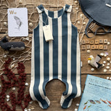 Navy Stripe Footed Romper