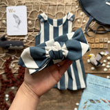 Navy Stripe Knot Bow Headband