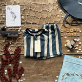 Navy Stripe Summer Short Set