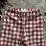 Burgundy Check Slim Leggings | SALE