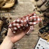 Cinnamon Check Knot Bow Headband