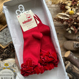 knee High Socks With Velvet Ruffle | Red Velvet