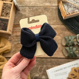 Knitted Hair Bow | Navy Blue