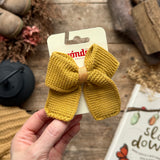 Knitted Hair Bow | Mustard