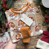 Gold Santa Stripe Long BeeJamas
