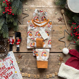 Gold Santa Stripe Long BeeJamas