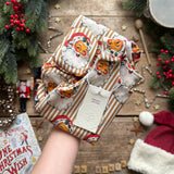 Gold Santa Stripe Footed Romper