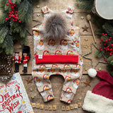 Gold Santa Stripe Long Romper