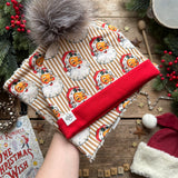 Gold Santa Stripe Bobble Hat
