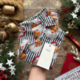 Green Santa Stripe Bloomer Romper