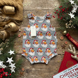 Green Santa Stripe Bloomer Romper