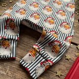 Green Santa Stripe Long Romper