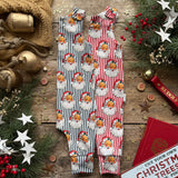 Green Santa Stripe Long Romper