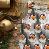 Green Santa Stripe Footed Romper