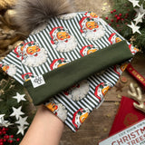 Green Santa Stripe Bobble Hat