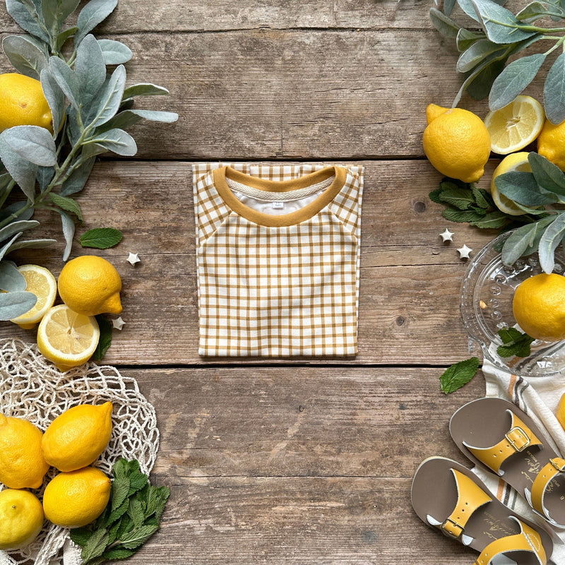 Mustard Gingham T-Shirt | Long Sleeve