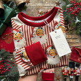 Red Santa Stripe Long BeeJamas