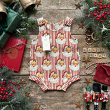 Red Santa Stripe Bloomer Romper