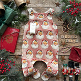 Red Santa Stripe Footed Romper
