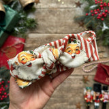 Red Santa Stripe Knot Bow Headband