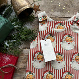 Red Santa Stripe Footed Romper