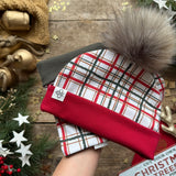 Tinsel Check Bobble Hat