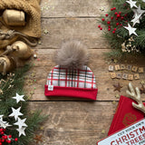 Tinsel Check Bobble Hat