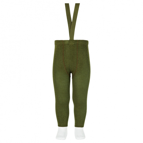 Merino Wool-Blend Leggings With Suspender | Moss