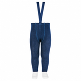 Merino Wool-Blend Leggings With Suspender | Navy Blue