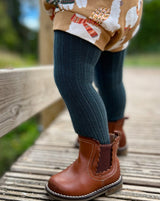 Cotton Rib Tights | Pine