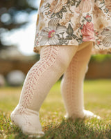 Cotton Side Openwork Tights | Linen | Last Sizes