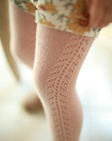 Cotton side Openwork Tights | Old Rose