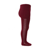 Cotton Side Openwork Tights | Burgundy | Last Sizes