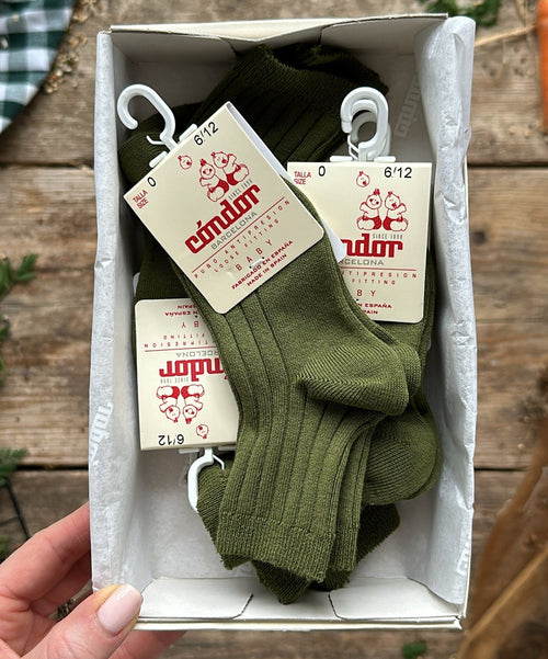 Cotton Rib Ankle Socks | Seaweed
