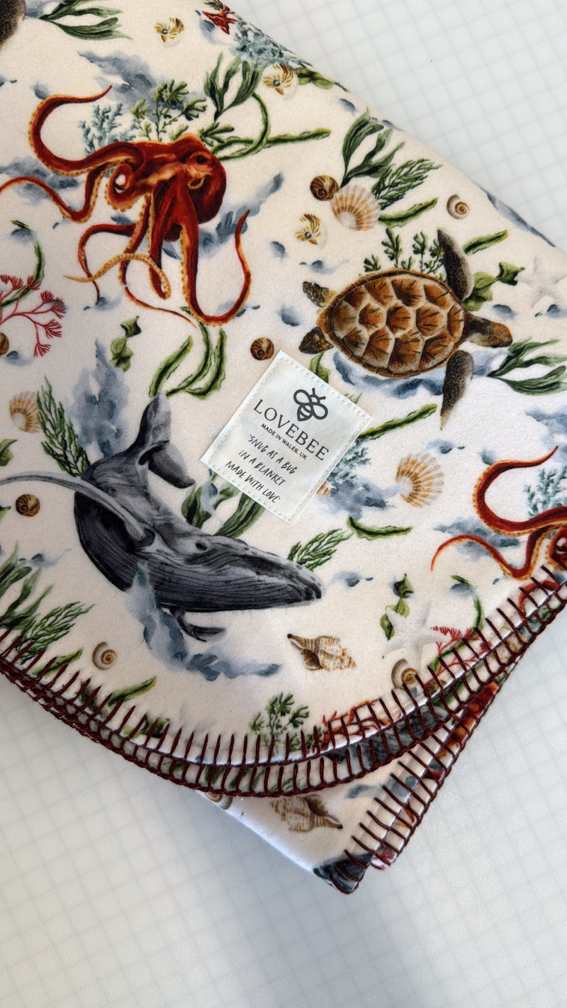 Sea Creatures Eco Fleece Pram Blanket