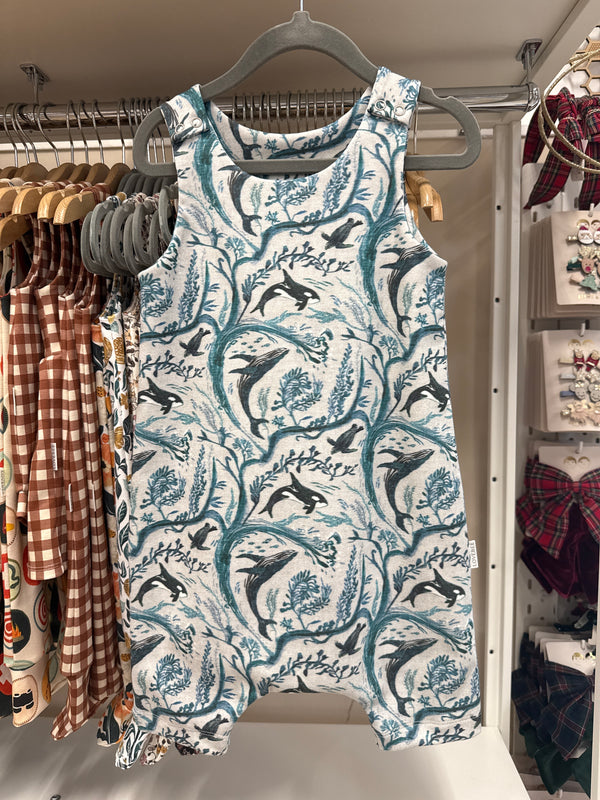 Whale Waves Short Romper | Imperfect Print | Ready To Post