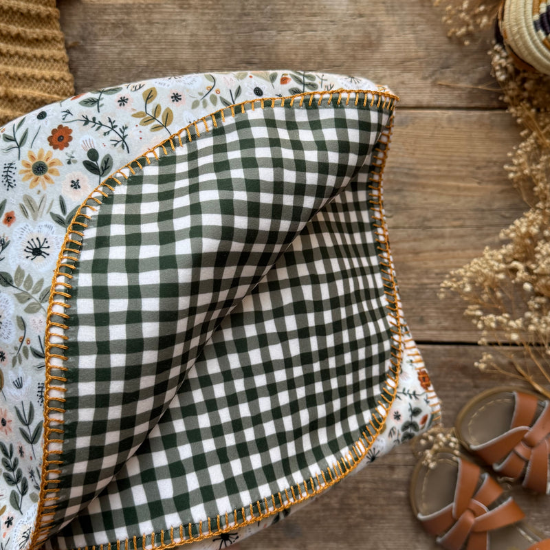 Sage Floral Eco Fleece Pram Blanket