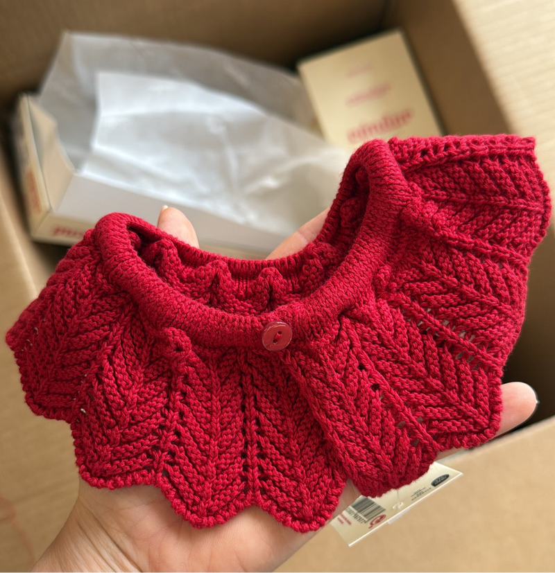 Link Stitch Openwork Collar | Red Velvet