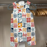 Coastal Stamps (Lighter print) Short Romper | Stock