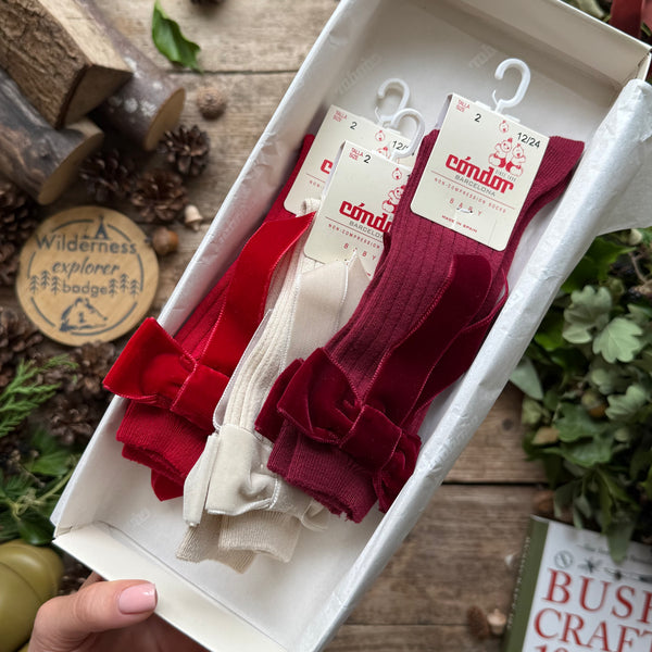 Knee Socks With Coquette Velvet Bow | Linen